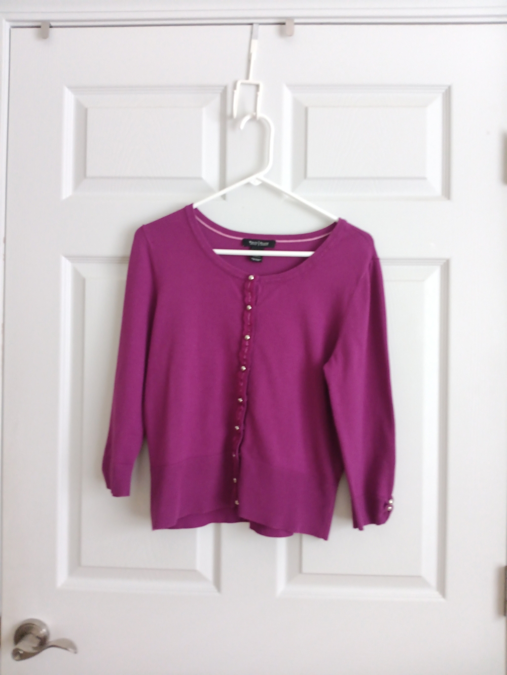 White House Black Market magenta purple cardigan sweater Large